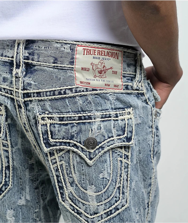 True Religion Ricky Distress Blue Wash Straight Leg Jeans