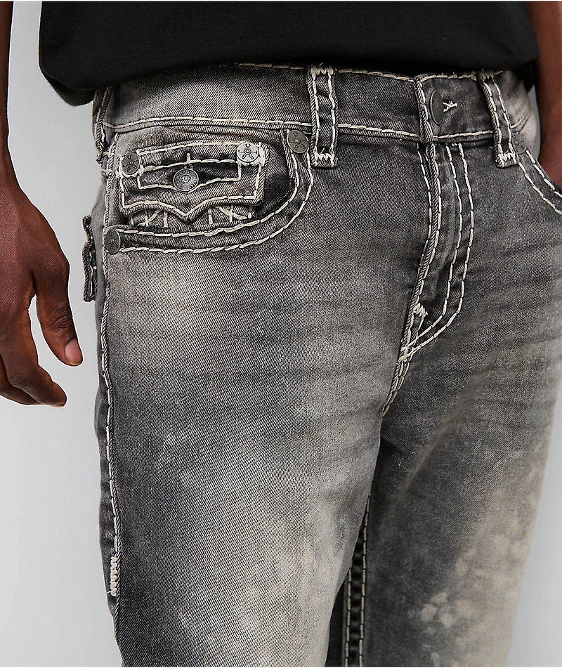 True Religion Ricky Faded Super T Grey Wash Straight Leg Jeans