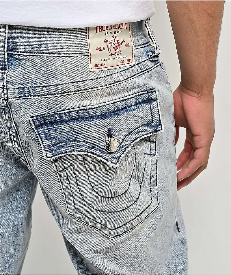 True Religion Ricky Flap Chain Light Blue Wash Straight Leg Jeans