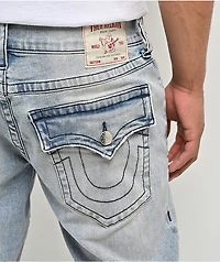 True Religion Ricky Flap Chain Light Blue Wash Straight Leg Jeans