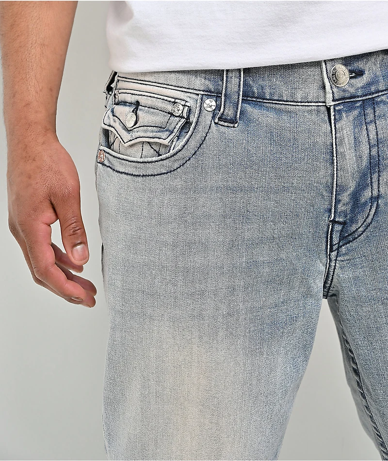 True Religion Ricky Flap Chain Light Blue Wash Straight Leg Jeans