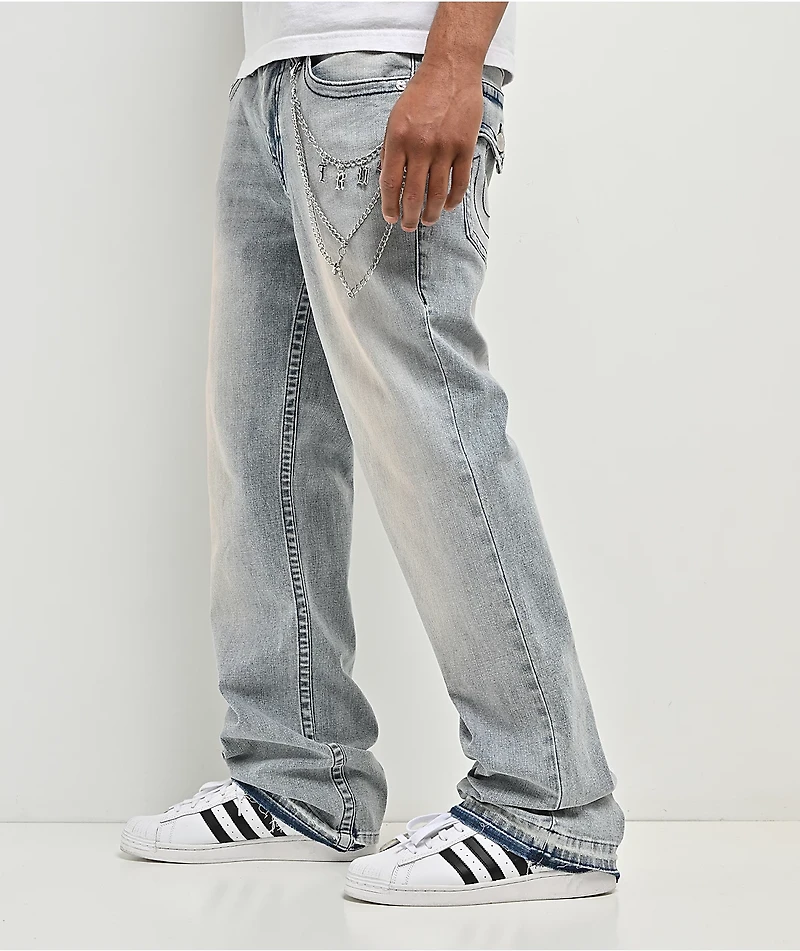 True Religion Ricky Flap Chain Light Blue Wash Straight Leg Jeans