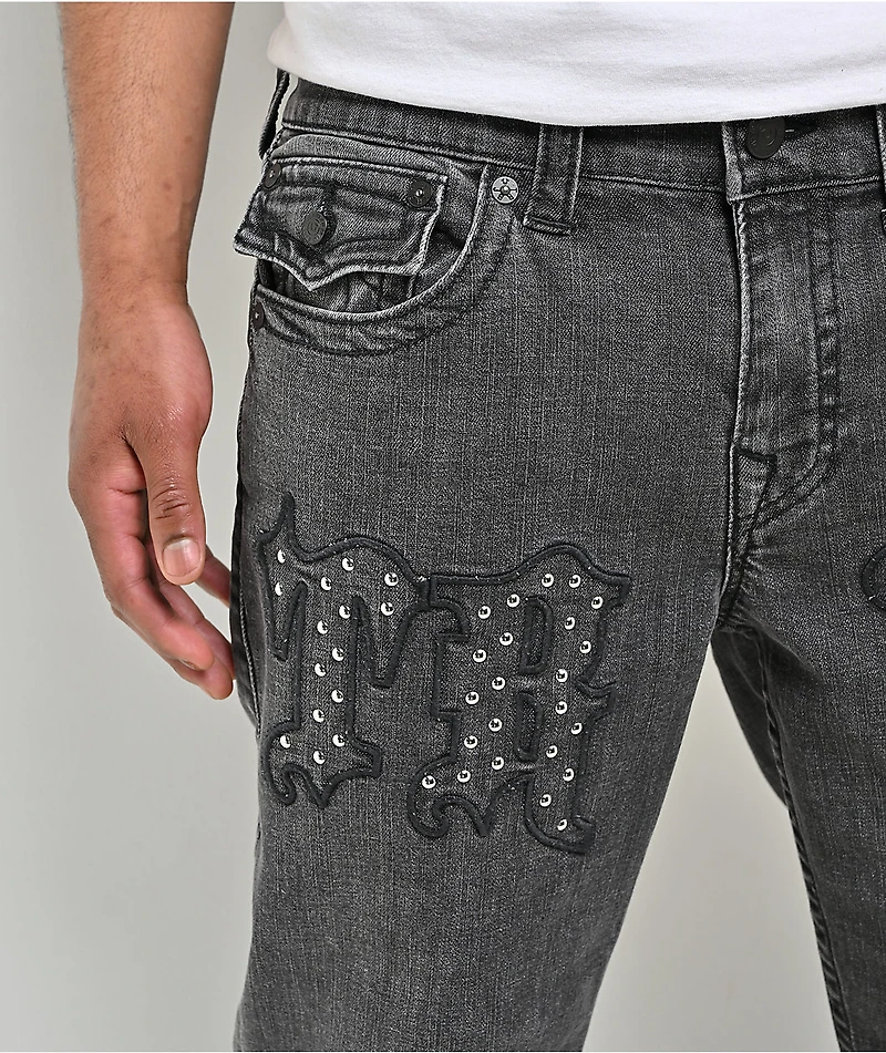 True Religion Ricky Flap Driftwood Dark Grey Wash Straight Leg Jeans