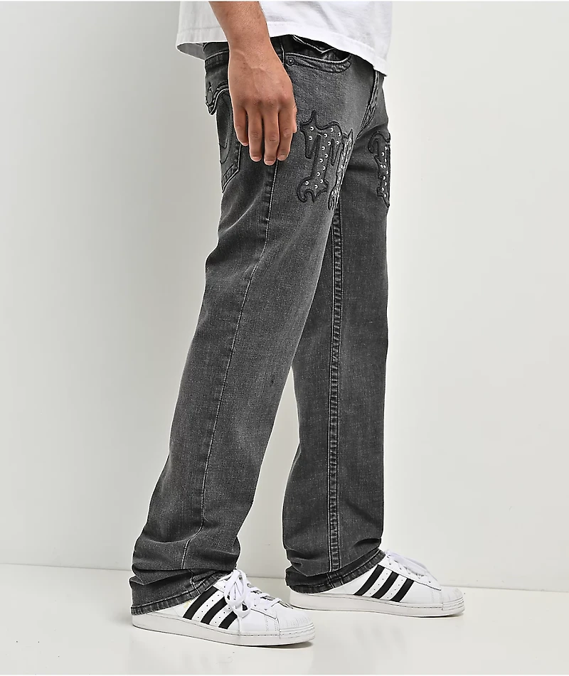 True Religion Ricky Flap Driftwood Dark Grey Wash Straight Leg Jeans