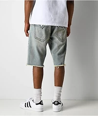 True Religion Ricky Frayed Flap Rocky Point Blue Wash Denim Shorts