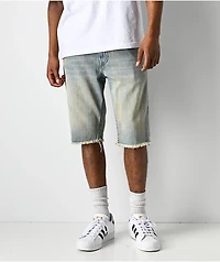 True Religion Ricky Frayed Flap Rocky Point Blue Wash Denim Shorts