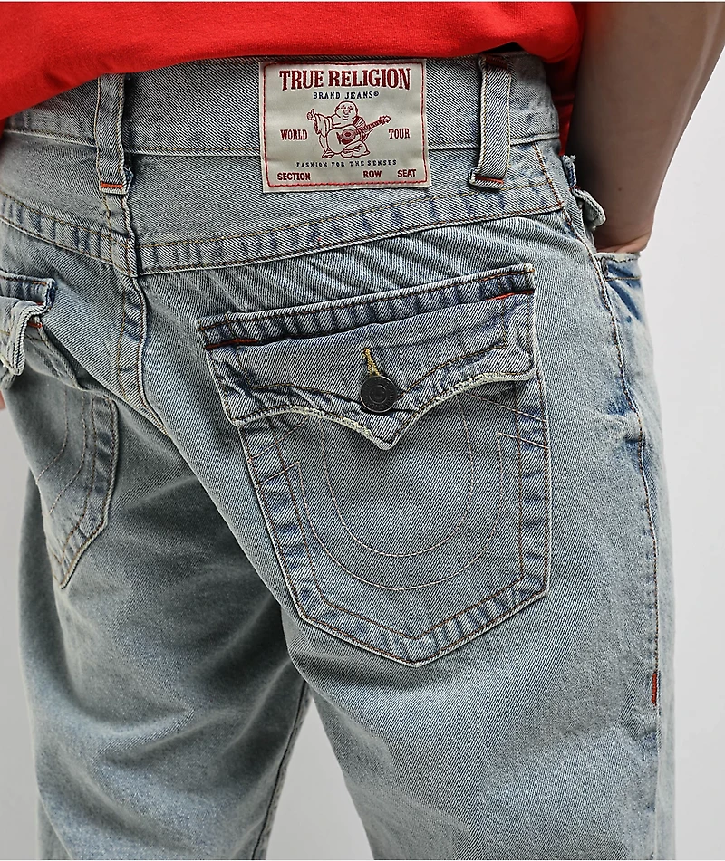 True Religion Ricky Rocky Point Light Wash Relaxed Straight Denim Shorts