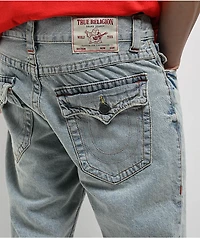 True Religion Ricky Rocky Point Light Wash Relaxed Straight Denim Shorts