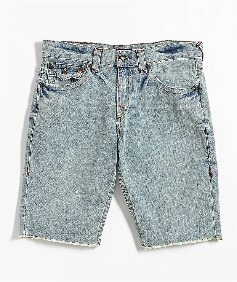 True Religion Ricky Rocky Point Light Wash Relaxed Straight Denim Shorts