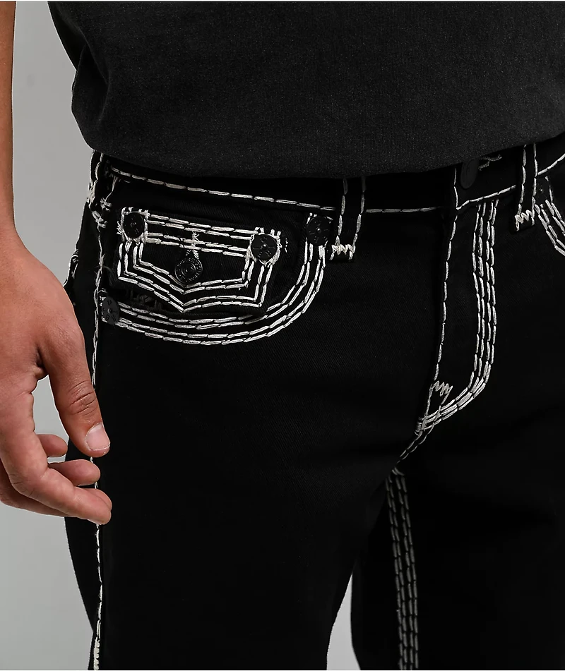 True Religion Ricky Super QT Flap Black Straight Leg Jeans