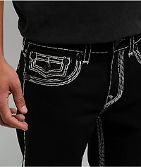 True Religion Ricky Super QT Flap Black Straight Leg Jeans