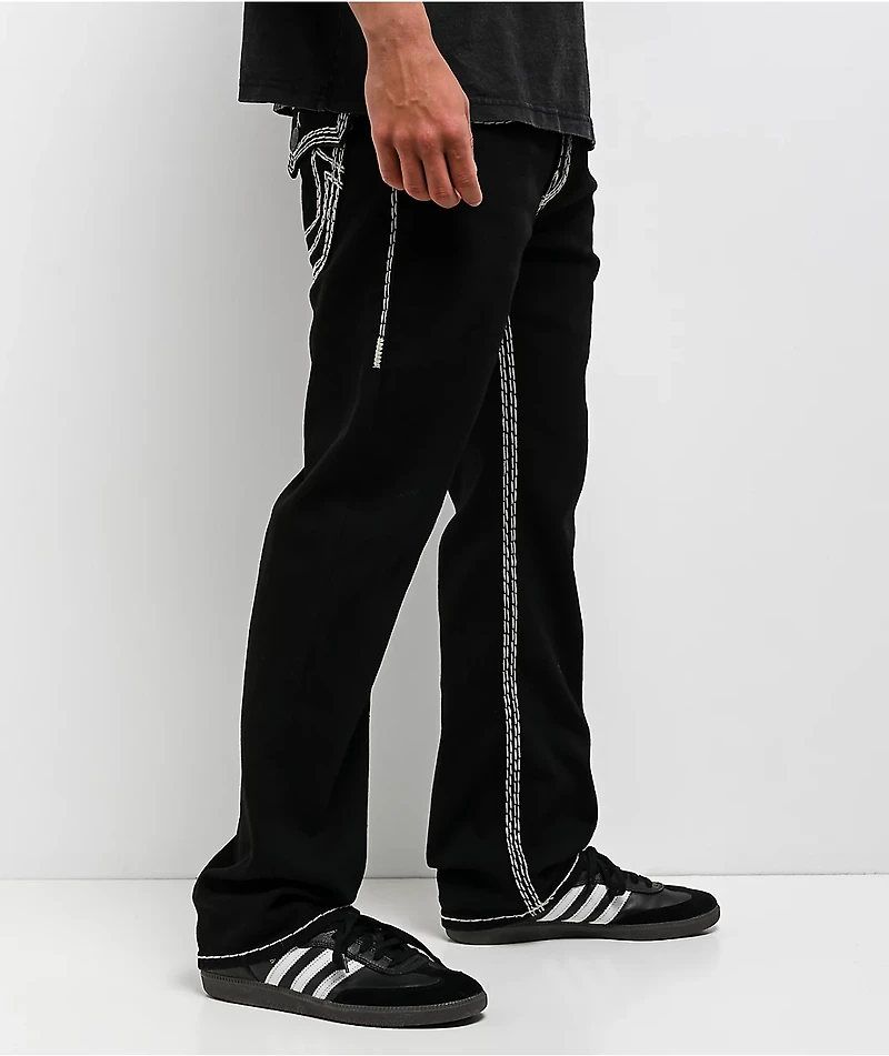 True Religion Ricky Super QT Flap Black Straight Leg Jeans