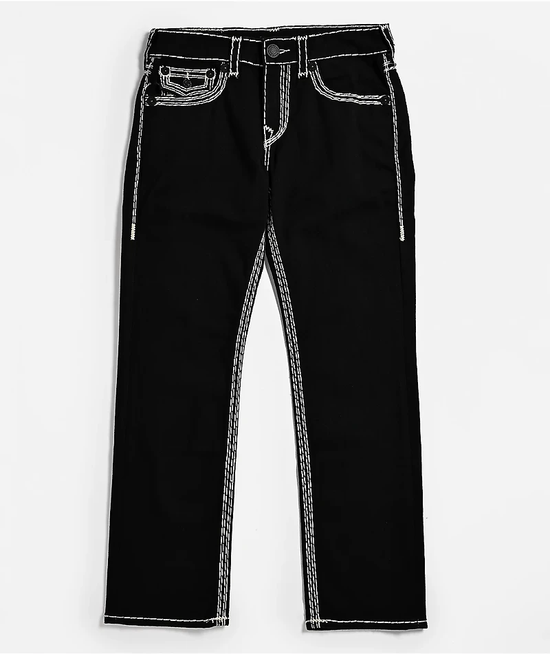 True Religion Ricky Super QT Flap Black Straight Leg Jeans
