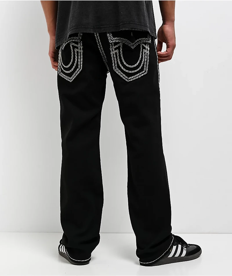True Religion Ricky Super QT Flap Black Straight Leg Jeans