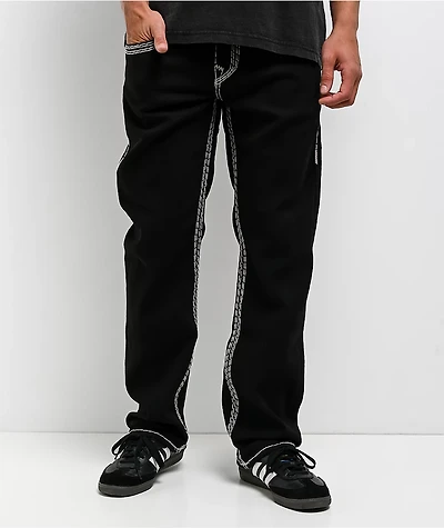 True Religion Ricky Super QT Flap Black Straight Leg Jeans