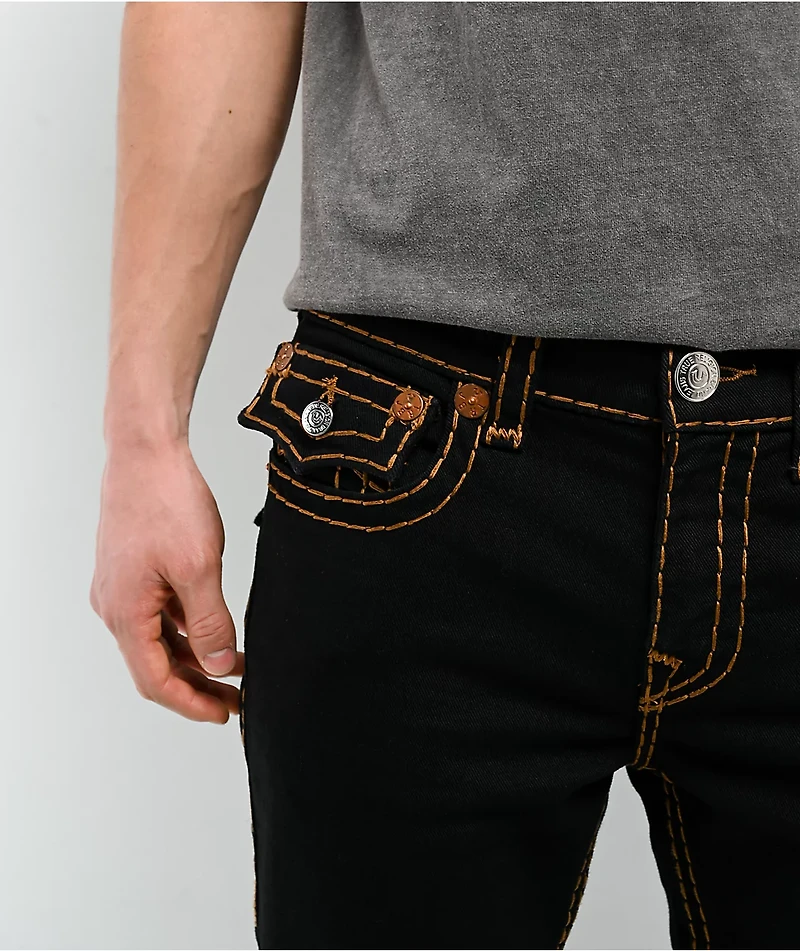 True Religion Ricky Super T Flap Black Wash Straight Leg Jeans