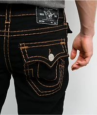 True Religion Ricky Super T Flap Black Wash Straight Leg Jeans