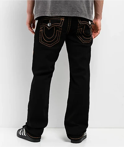 True Religion Ricky Super T Flap Black Wash Straight Leg Jeans