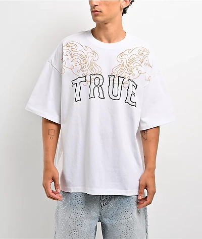 True Religion Rodeo Logo White Oversized T-Shirt