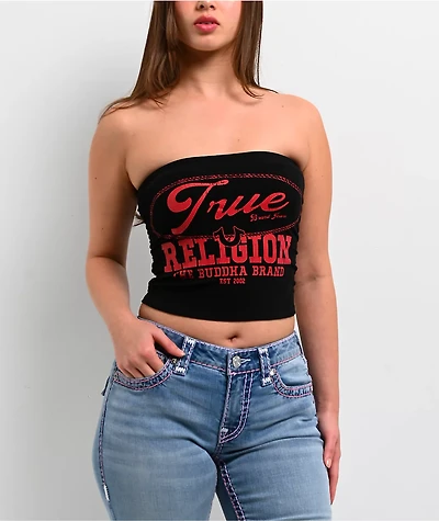 True Religion Ruched Black Tube Top