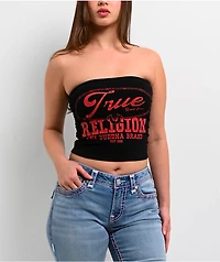 True Religion Ruched Black Tube Top
