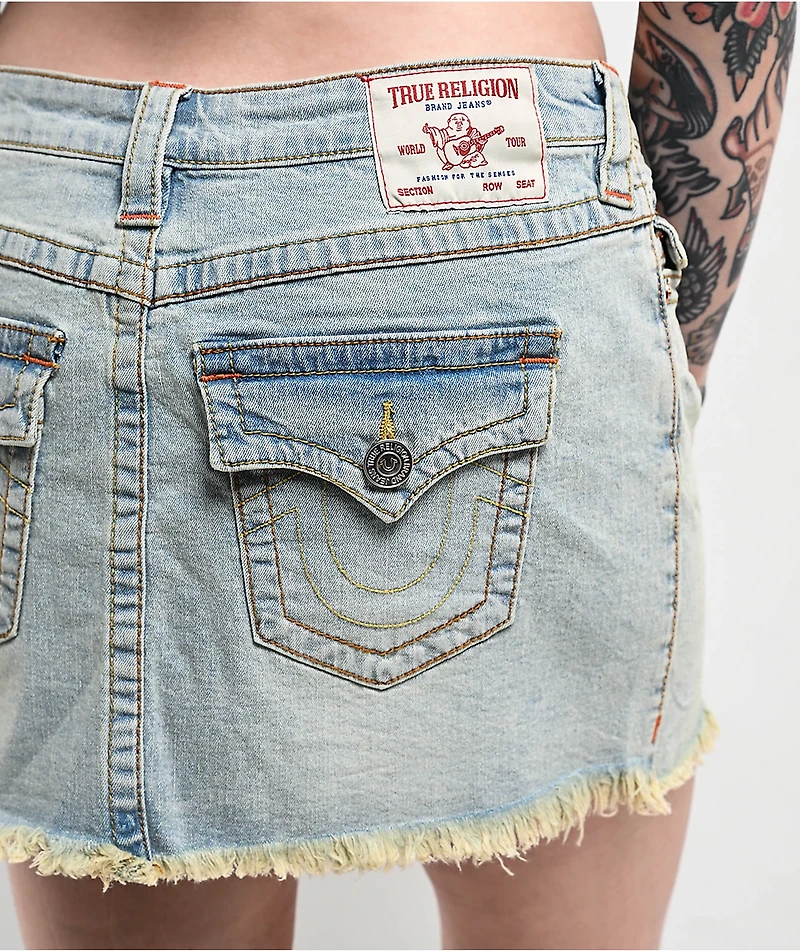 True Religion Sadie Frayed La Jolla Mini Skirt