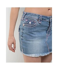 True Religion Sadie Super T Aqua Marine Wash Mini Skirt