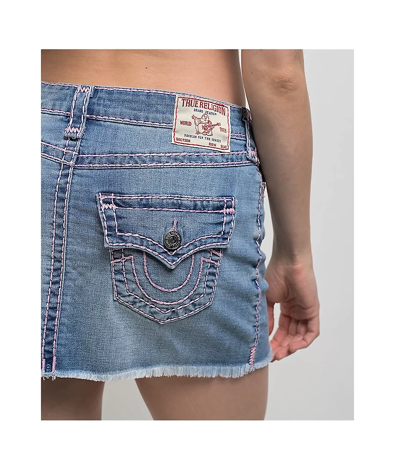True Religion Sadie Super T Aqua Marine Wash Mini Skirt