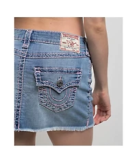 True Religion Sadie Super T Aqua Marine Wash Mini Skirt