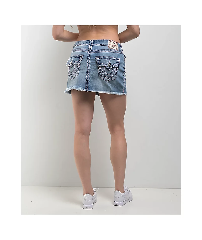 True Religion Sadie Super T Aqua Marine Wash Mini Skirt
