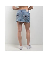 True Religion Sadie Super T Aqua Marine Wash Mini Skirt