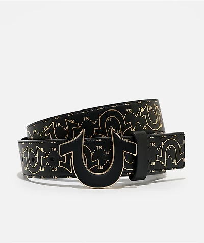 True Religion Saffron Black & Gold Belt