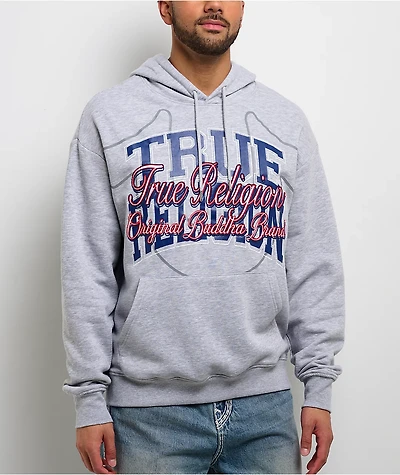 True Religion Stacked Box Script Grey Hoodie