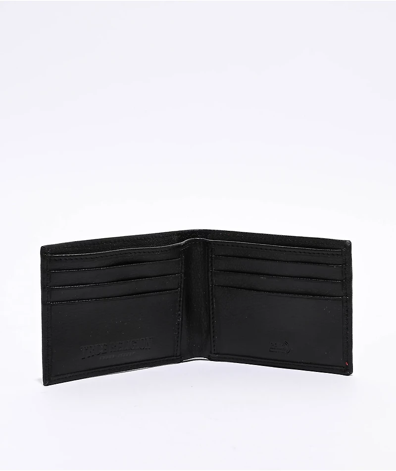 True Religion Stitched Black Bifold Wallet