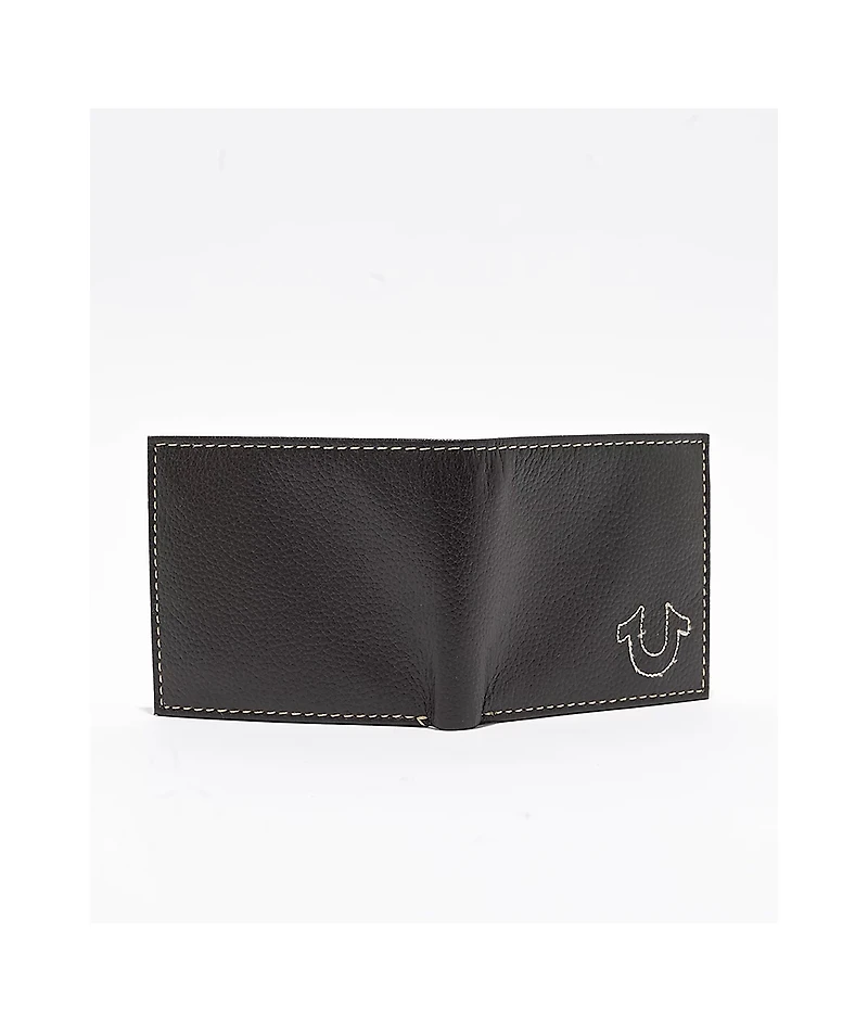 True Religion Stitched Brown Bifold Wallet