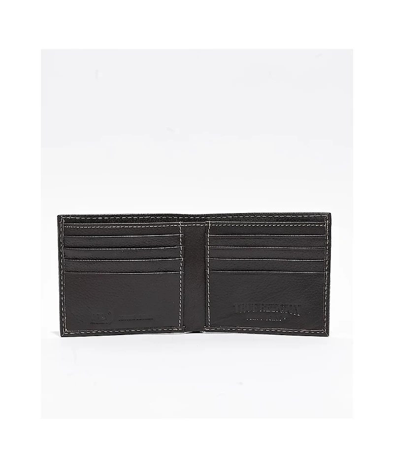 True Religion Stitched Brown Bifold Wallet
