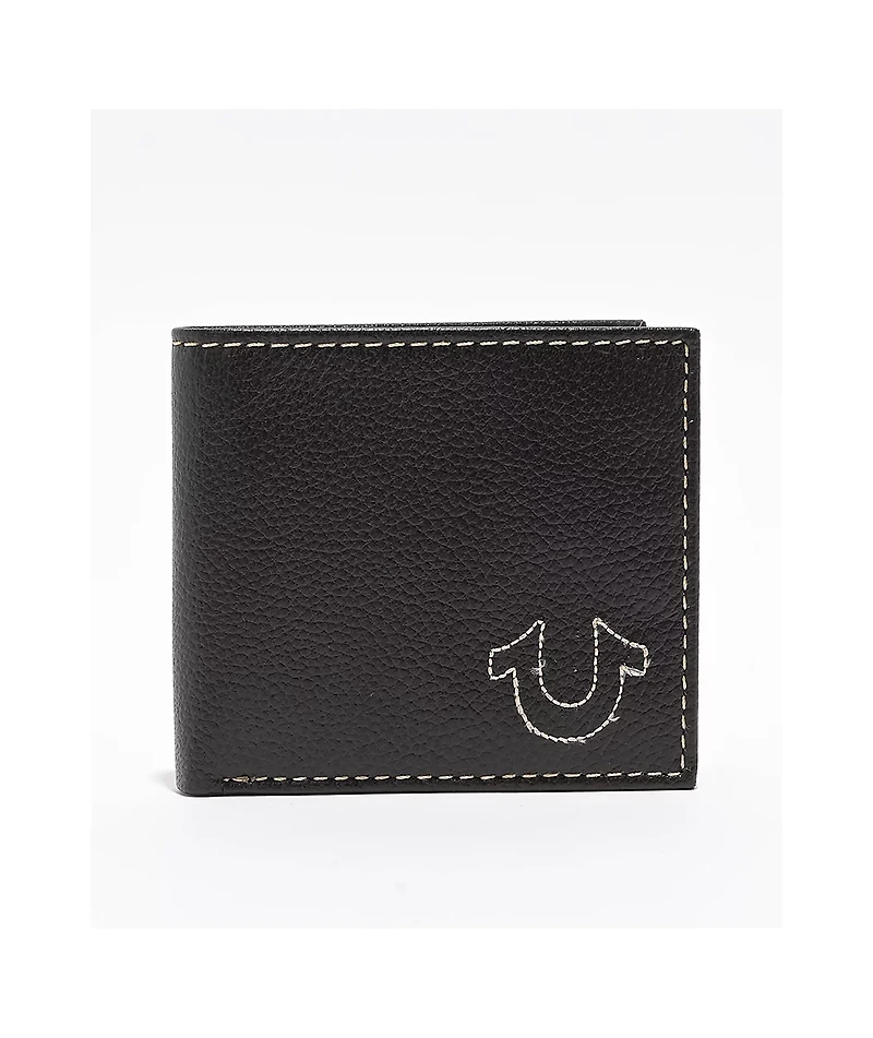 True Religion Stitched Brown Bifold Wallet