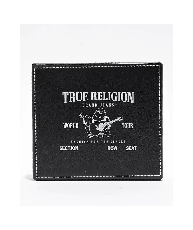 True Religion Stitched Brown Bifold Wallet