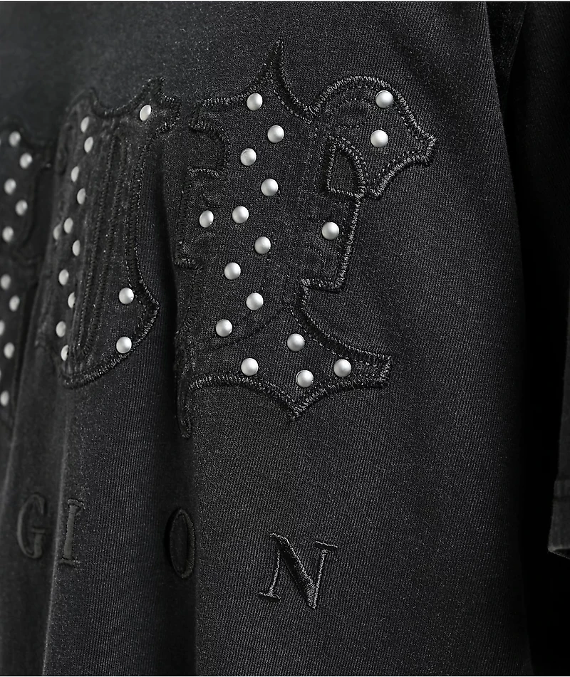 True Religion Studded Logo Black Wash T-Shirt