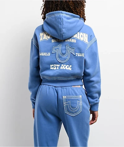 True Religion Super QT Pacific Coast Crop Zip Hoodie