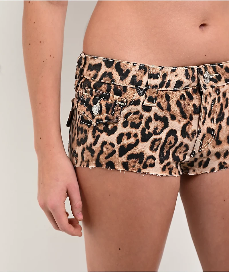 True Religion Super T Flap Leopard Spicy Shorts