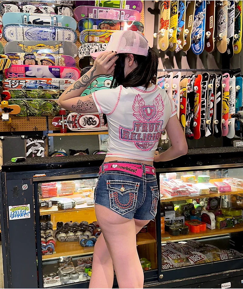 True Religion Super T Flap Wave Lily Spicy Shorts
