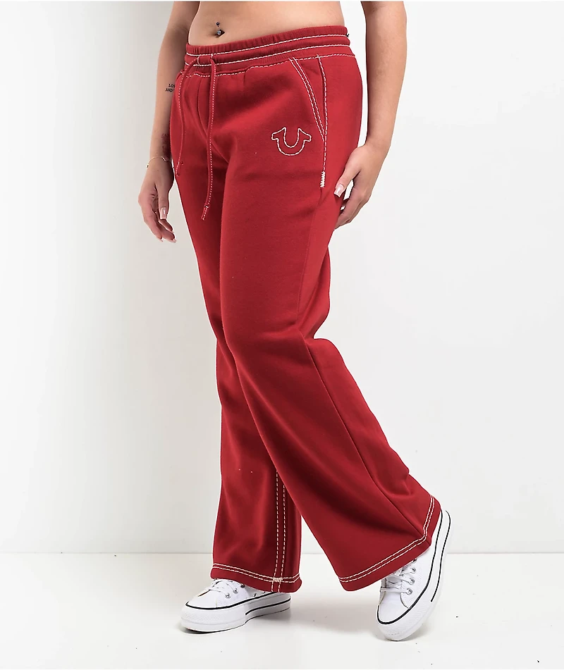 True Religion Super T Fleece Ruby Red Sweatpants