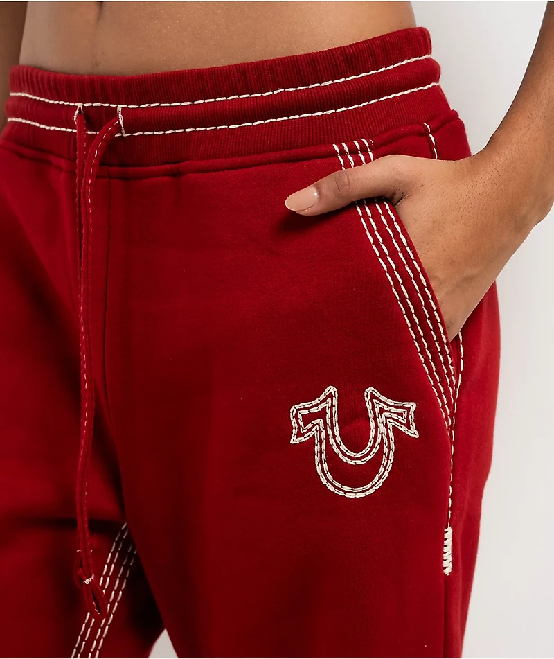 True Religion Super T Horseshoe Red Dahlia Sweatpants