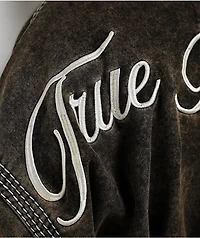 True Religion Super T Rust Brown Wash Crop Zip Hoodie