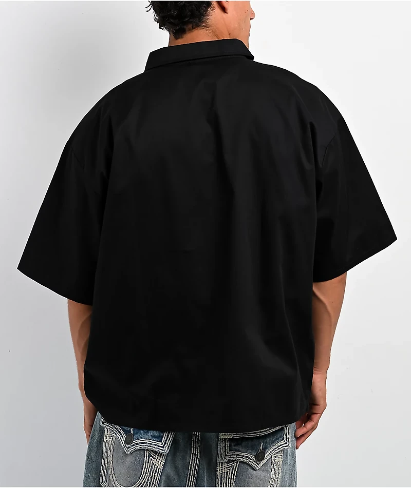 True Religion Tiger Black Half Zip Work Shirt
