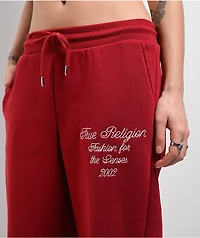 True Religion Varsity Red Dahlia Straight Leg Sweatpants
