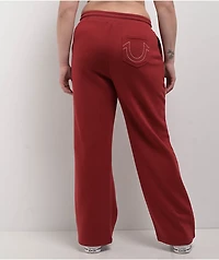 True Religion Varsity Red Dahlia Straight Leg Sweatpants