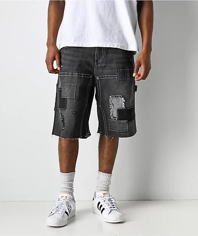 True Religion Vinny Big T Black Wash Carpenter Shorts