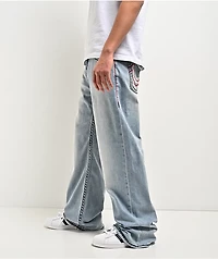 True Religion Vinny Super T Flap Arctic Whisper Light Blue Wash Ultra Baggy Jeans